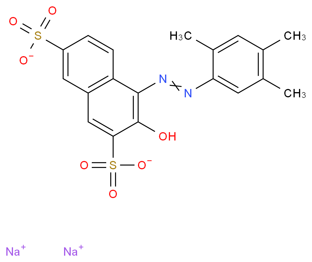 disodium 3-hydroxy-4-[2-(2,4,5-trimethylphenyl)diazen-1-yl]naphthalene-2,7-disulfonate_分子结构_CAS_3564-09-8