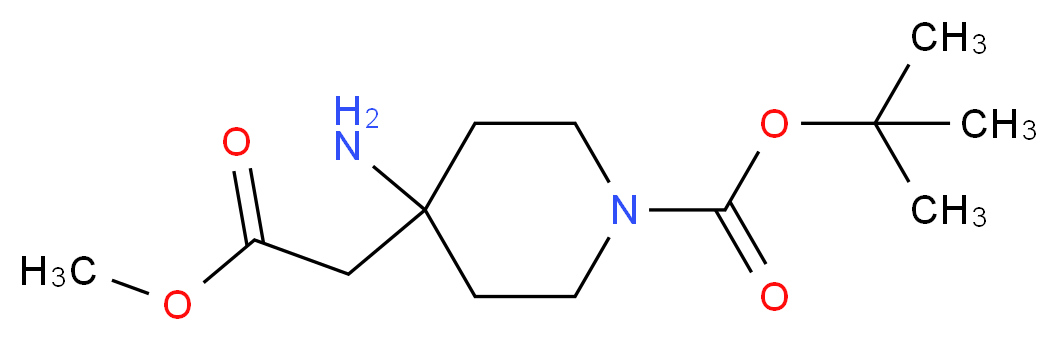 tert-butyl 4-amino-4-(2-methoxy-2-oxoethyl)piperidine-1-carboxylate_分子结构_CAS_362703-57-9