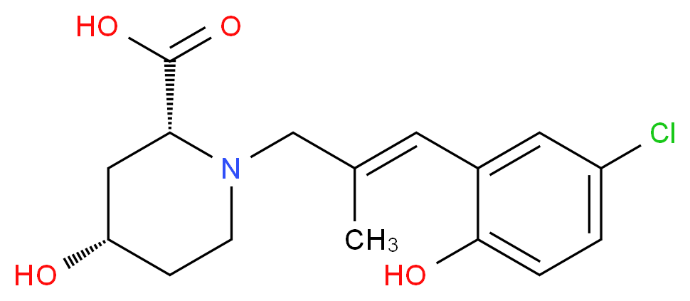 (2R*,4S*)-1-[(2E)-3-(5-chloro-2-hydroxyphenyl)-2-methylprop-2-en-1-yl]-4-hydroxypiperidine-2-carboxylic acid_分子结构_CAS_)
