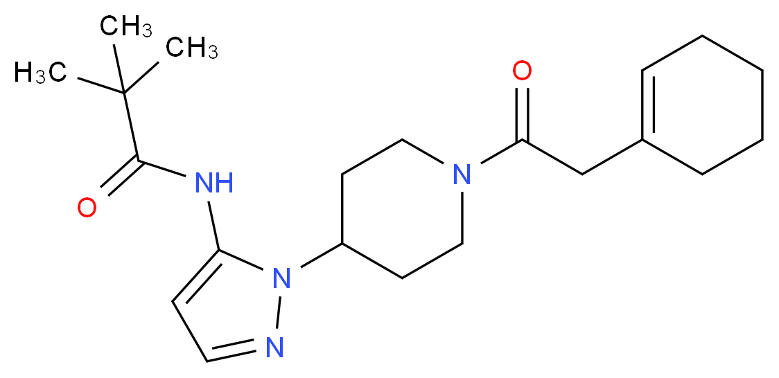 N-{1-[1-(1-cyclohexen-1-ylacetyl)-4-piperidinyl]-1H-pyrazol-5-yl}-2,2-dimethylpropanamide_分子结构_CAS_)