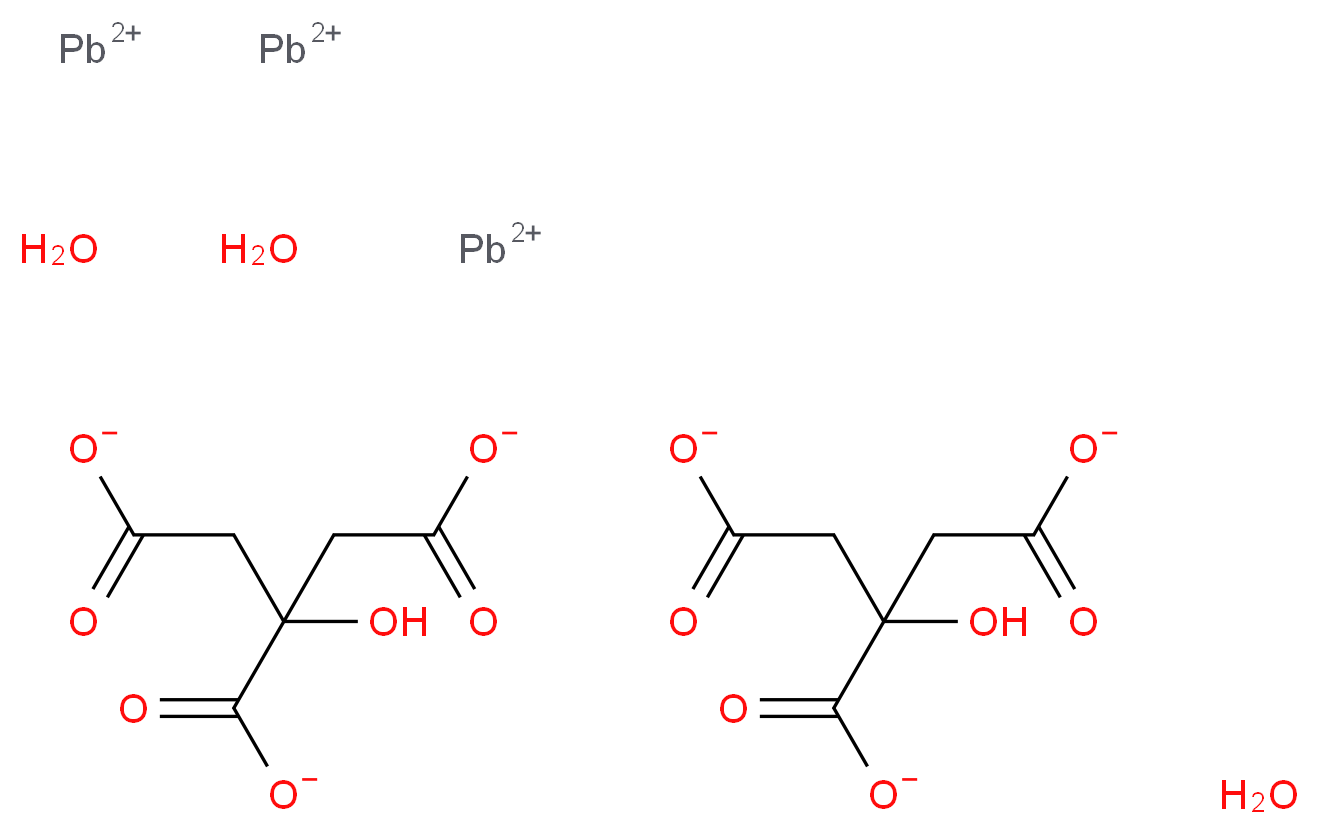 tris(λ<sup>2</sup>-lead(2+) ion) bis(2-hydroxypropane-1,2,3-tricarboxylate) trihydrate_分子结构_CAS_6107-83-1