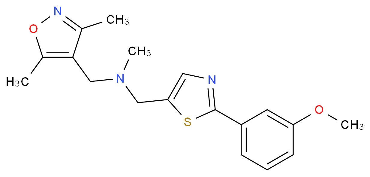 1-(3,5-dimethylisoxazol-4-yl)-N-{[2-(3-methoxyphenyl)-1,3-thiazol-5-yl]methyl}-N-methylmethanamine_分子结构_CAS_)