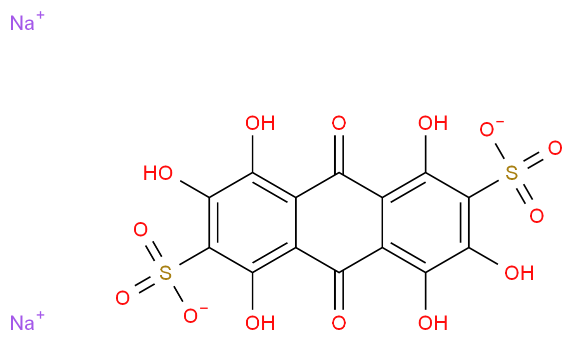 disodium 1,3,4,5,7,8-hexahydroxy-9,10-dioxo-9,10-dihydroanthracene-2,6-disulfonate_分子结构_CAS_10114-40-6