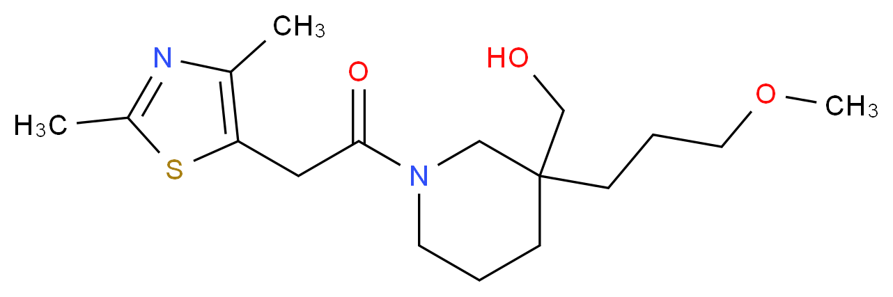 [1-[(2,4-dimethyl-1,3-thiazol-5-yl)acetyl]-3-(3-methoxypropyl)-3-piperidinyl]methanol_分子结构_CAS_)