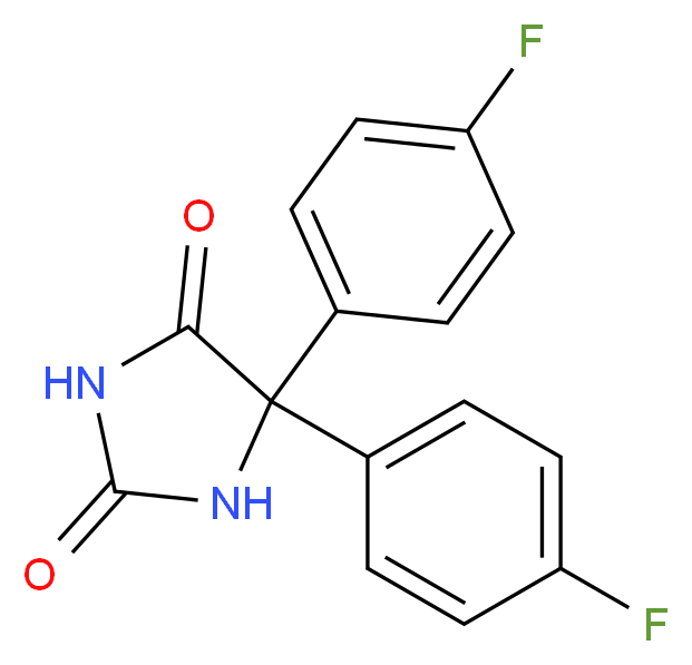 5,5-bis(4-fluorophenyl)imidazolidine-2,4-dione_分子结构_CAS_70028-85-2