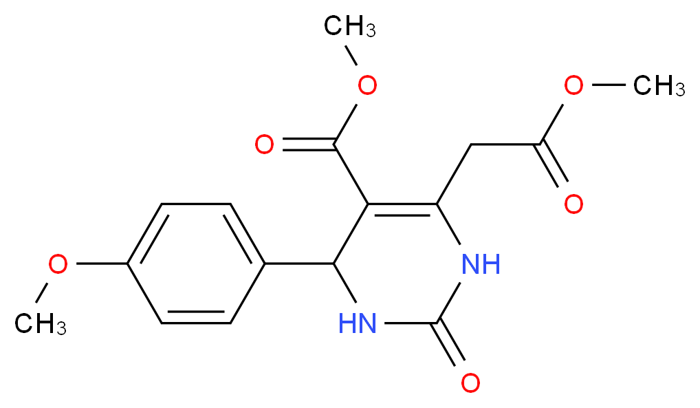 Methyl 6-(2-methoxy-2-oxoethyl)-4-(4-methoxyphenyl )-2-oxo-1,2,3,4-tetrahydro-5-pyrimidinecarboxylate_分子结构_CAS_)
