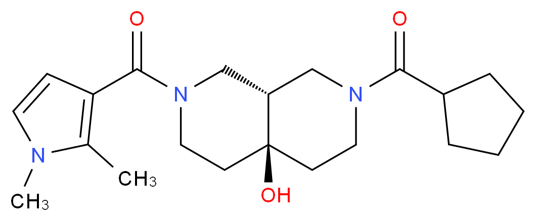 (4aS*,8aS*)-2-(cyclopentylcarbonyl)-7-[(1,2-dimethyl-1H-pyrrol-3-yl)carbonyl]octahydro-2,7-naphthyridin-4a(2H)-ol_分子结构_CAS_)