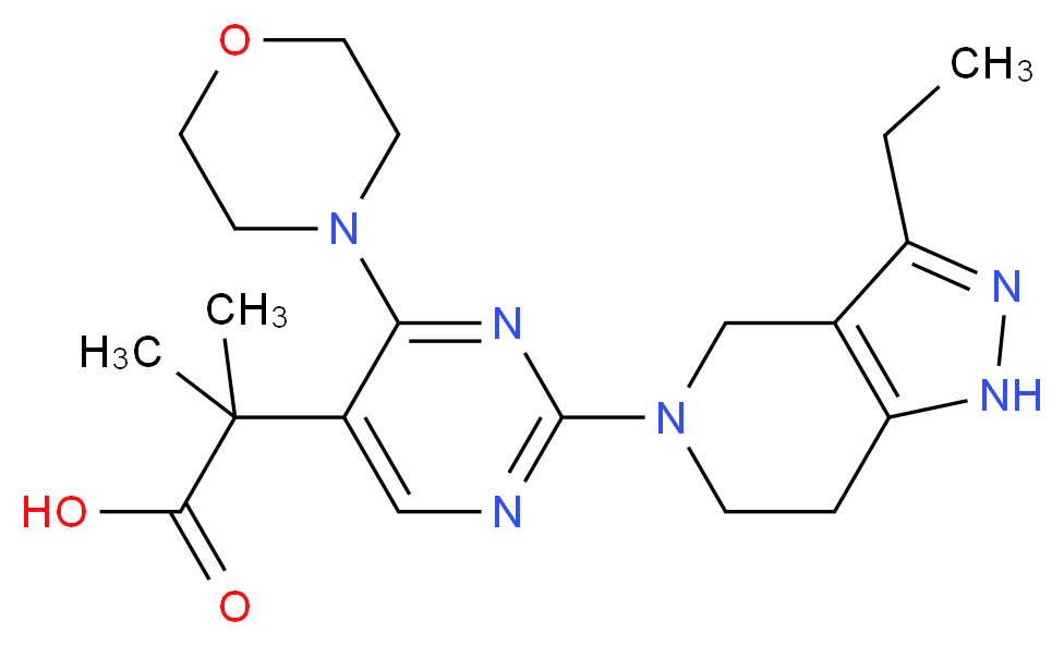 2-[2-(3-ethyl-1,4,6,7-tetrahydro-5H-pyrazolo[4,3-c]pyridin-5-yl)-4-morpholin-4-ylpyrimidin-5-yl]-2-methylpropanoic acid_分子结构_CAS_)