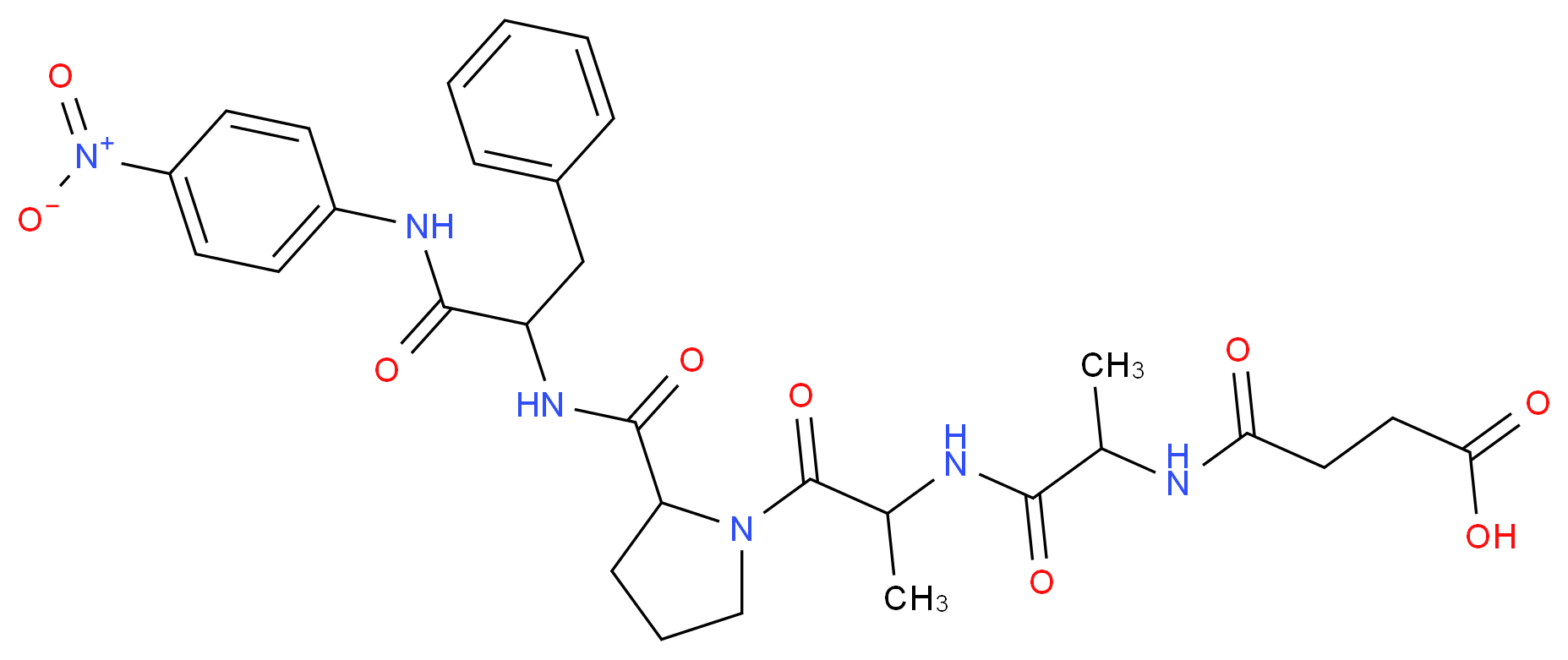 3-{[1-({1-[2-({1-[(4-nitrophenyl)carbamoyl]-2-phenylethyl}carbamoyl)pyrrolidin-1-yl]-1-oxopropan-2-yl}carbamoyl)ethyl]carbamoyl}propanoic acid_分子结构_CAS_70967-97-4