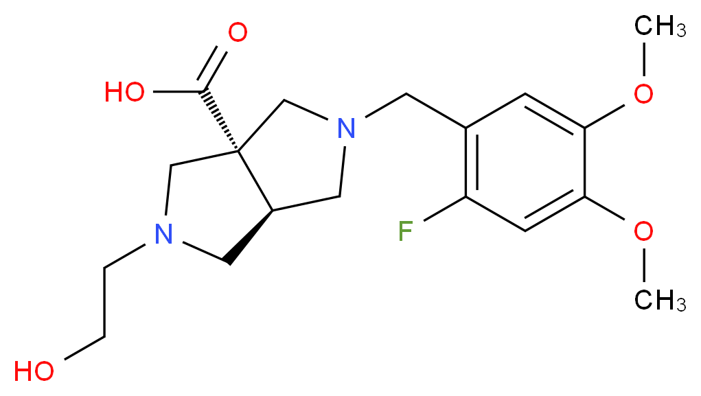 (3aS*,6aS*)-2-(2-fluoro-4,5-dimethoxybenzyl)-5-(2-hydroxyethyl)hexahydropyrrolo[3,4-c]pyrrole-3a(1H)-carboxylic acid_分子结构_CAS_)
