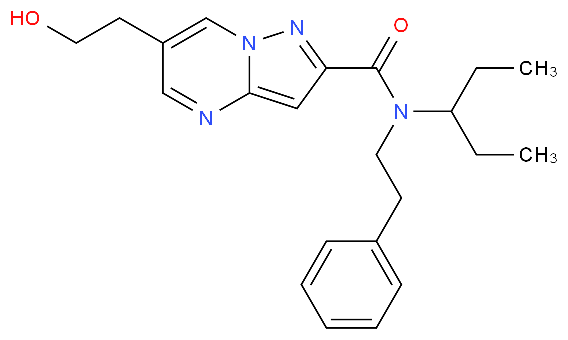 N-(1-ethylpropyl)-6-(2-hydroxyethyl)-N-(2-phenylethyl)pyrazolo[1,5-a]pyrimidine-2-carboxamide_分子结构_CAS_)