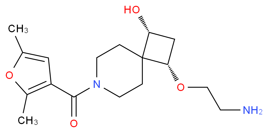 (1R*,3S*)-3-(2-aminoethoxy)-7-(2,5-dimethyl-3-furoyl)-7-azaspiro[3.5]nonan-1-ol_分子结构_CAS_)
