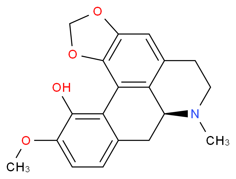 (12S)-17-methoxy-11-methyl-3,5-dioxa-11-azapentacyclo[10.7.1.0<sup>2</sup>,<sup>6</sup>.0<sup>8</sup>,<sup>2</sup><sup>0</sup>.0<sup>1</sup><sup>4</sup>,<sup>1</sup><sup>9</sup>]icosa-1(20),2(6),7,14,16,18-hexaen-18-ol_分子结构_CAS_298-45-3