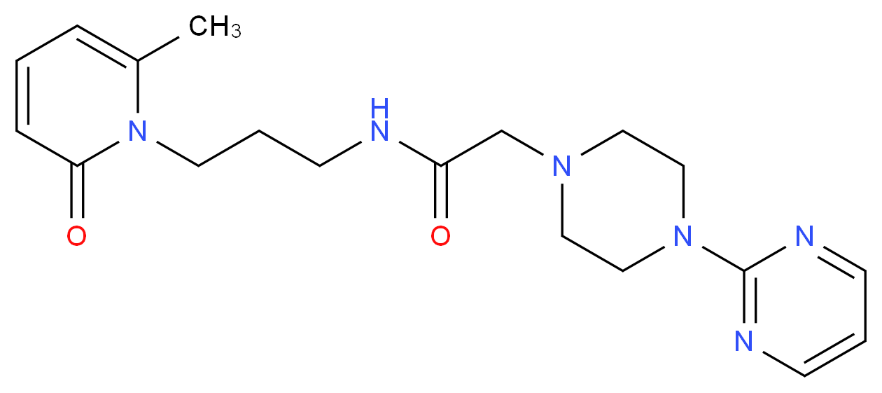 N-[3-(6-methyl-2-oxo-1(2H)-pyridinyl)propyl]-2-[4-(2-pyrimidinyl)-1-piperazinyl]acetamide_分子结构_CAS_)