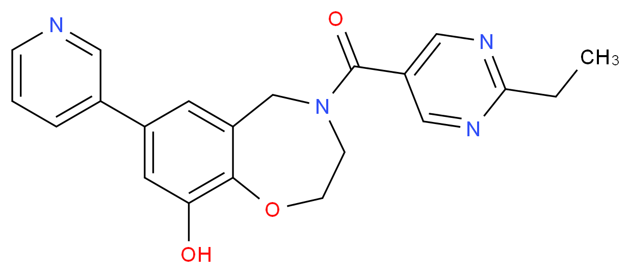 4-[(2-ethylpyrimidin-5-yl)carbonyl]-7-pyridin-3-yl-2,3,4,5-tetrahydro-1,4-benzoxazepin-9-ol_分子结构_CAS_)