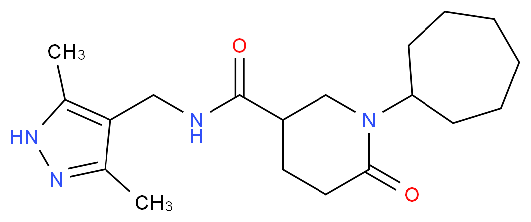 1-cycloheptyl-N-[(3,5-dimethyl-1H-pyrazol-4-yl)methyl]-6-oxo-3-piperidinecarboxamide_分子结构_CAS_)