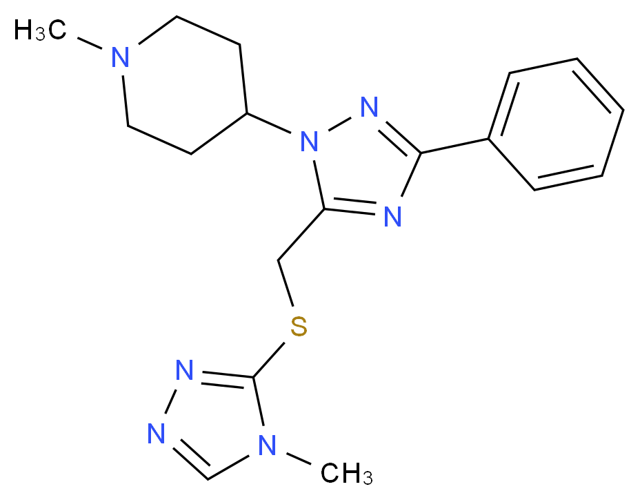 1-methyl-4-(5-{[(4-methyl-4H-1,2,4-triazol-3-yl)thio]methyl}-3-phenyl-1H-1,2,4-triazol-1-yl)piperidine_分子结构_CAS_)