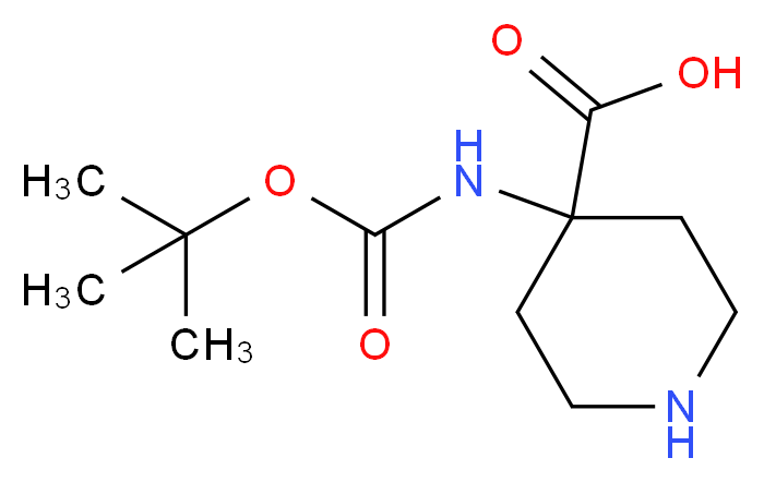 4-{[(tert-butoxy)carbonyl]amino}piperidine-4-carboxylic acid_分子结构_CAS_183673-71-4