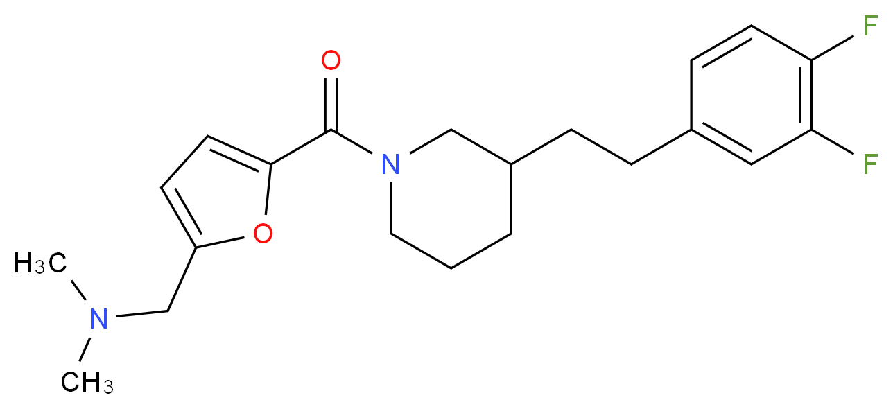1-[5-({3-[2-(3,4-difluorophenyl)ethyl]-1-piperidinyl}carbonyl)-2-furyl]-N,N-dimethylmethanamine_分子结构_CAS_)
