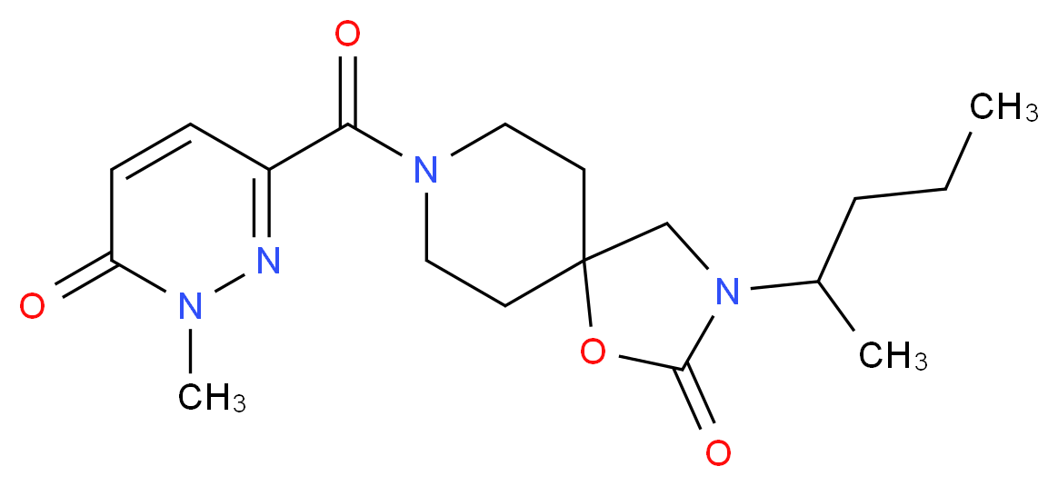 3-(1-methylbutyl)-8-[(1-methyl-6-oxo-1,6-dihydropyridazin-3-yl)carbonyl]-1-oxa-3,8-diazaspiro[4.5]decan-2-one_分子结构_CAS_)