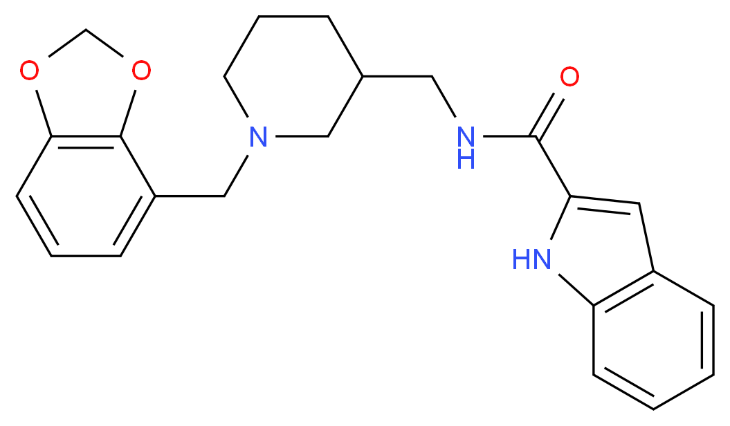 N-{[1-(1,3-benzodioxol-4-ylmethyl)-3-piperidinyl]methyl}-1H-indole-2-carboxamide_分子结构_CAS_)