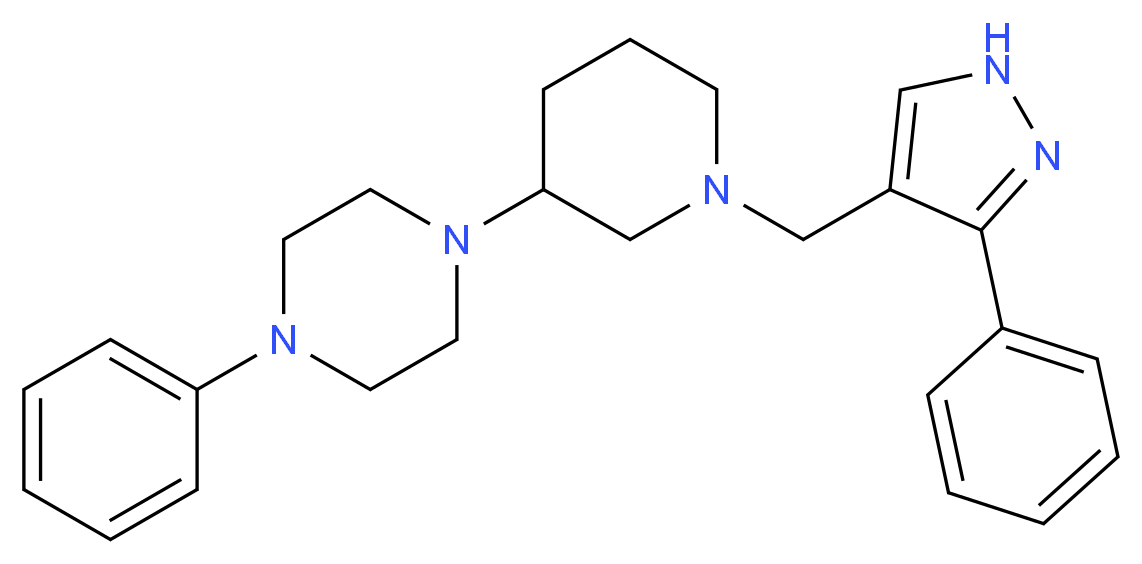 1-phenyl-4-{1-[(3-phenyl-1H-pyrazol-4-yl)methyl]-3-piperidinyl}piperazine_分子结构_CAS_)