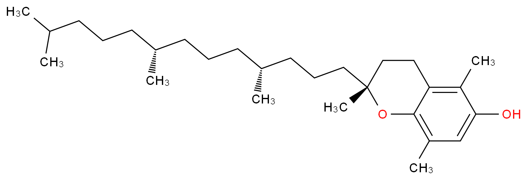 (2R)-2,5,8-trimethyl-2-[(4R,8R)-4,8,12-trimethyltridecyl]-3,4-dihydro-2H-1-benzopyran-6-ol_分子结构_CAS_16698-35-4