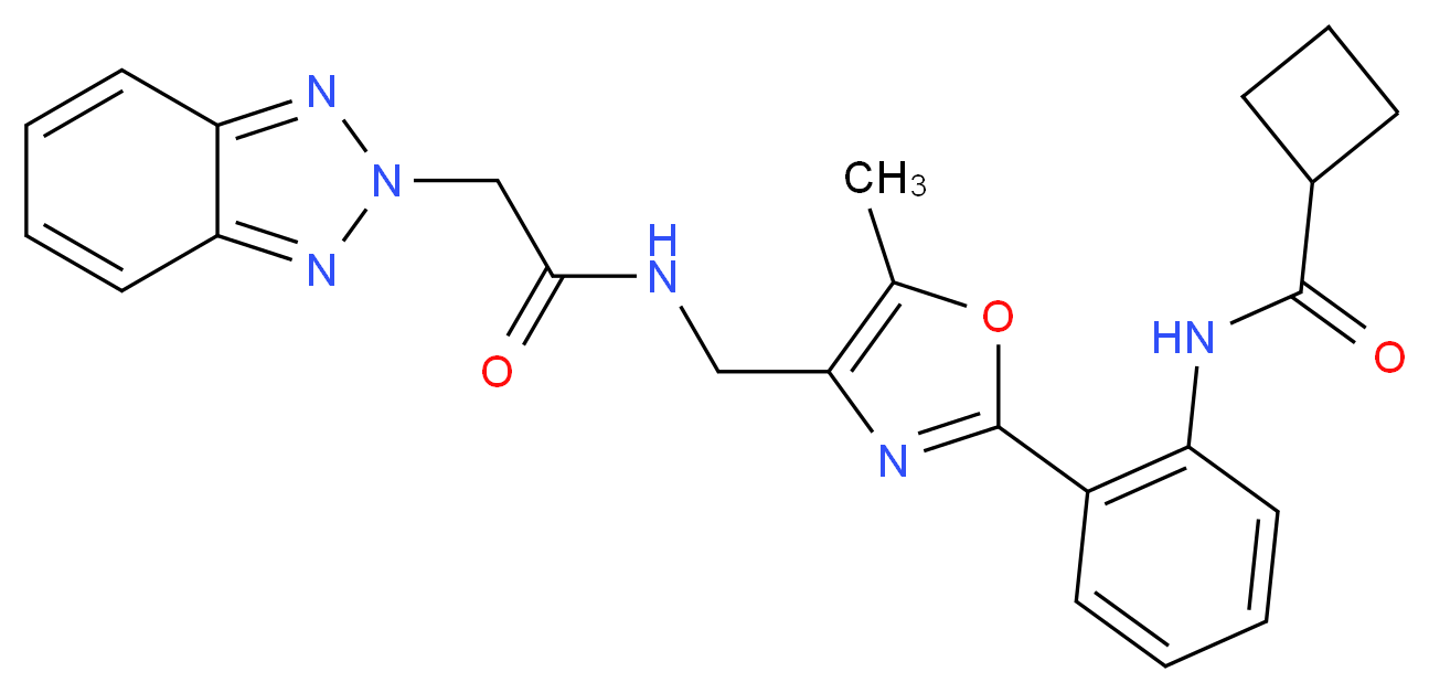 N-[2-(4-{[(2H-1,2,3-benzotriazol-2-ylacetyl)amino]methyl}-5-methyl-1,3-oxazol-2-yl)phenyl]cyclobutanecarboxamide_分子结构_CAS_)