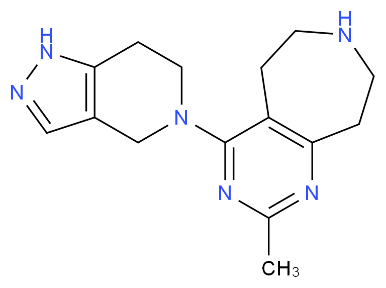 2-methyl-4-(1,4,6,7-tetrahydro-5H-pyrazolo[4,3-c]pyridin-5-yl)-6,7,8,9-tetrahydro-5H-pyrimido[4,5-d]azepine_分子结构_CAS_)
