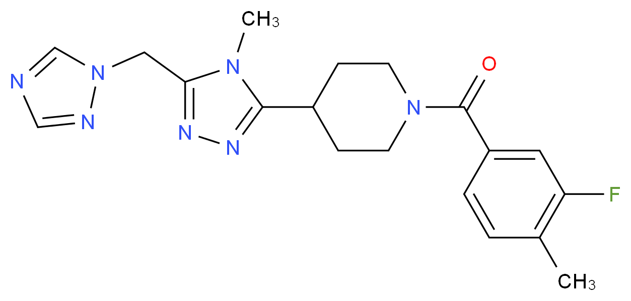 1-(3-fluoro-4-methylbenzoyl)-4-[4-methyl-5-(1H-1,2,4-triazol-1-ylmethyl)-4H-1,2,4-triazol-3-yl]piperidine_分子结构_CAS_)