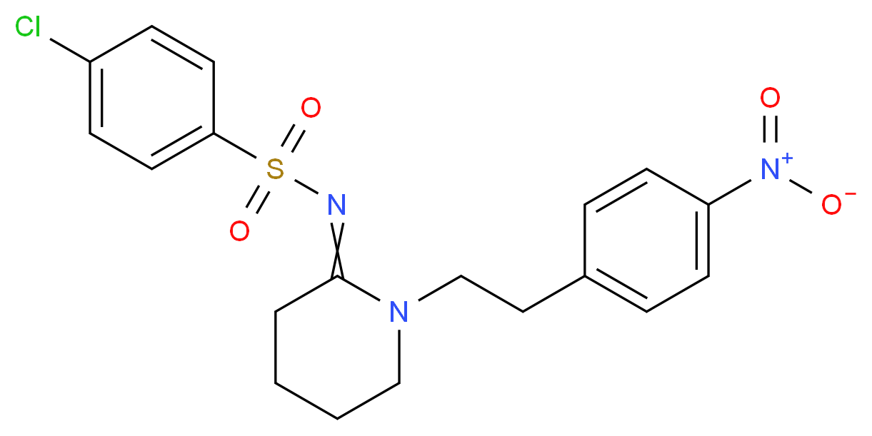 4-chloro-N-[(2Z)-1-[2-(4-nitrophenyl)ethyl]piperidin-2-ylidene]benzene-1-sulfonamide_分子结构_CAS_93101-02-1