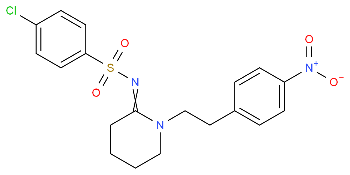 4-chloro-N-[(2Z)-1-[2-(4-nitrophenyl)ethyl]piperidin-2-ylidene]benzene-1-sulfonamide_分子结构_CAS_93100-99-3