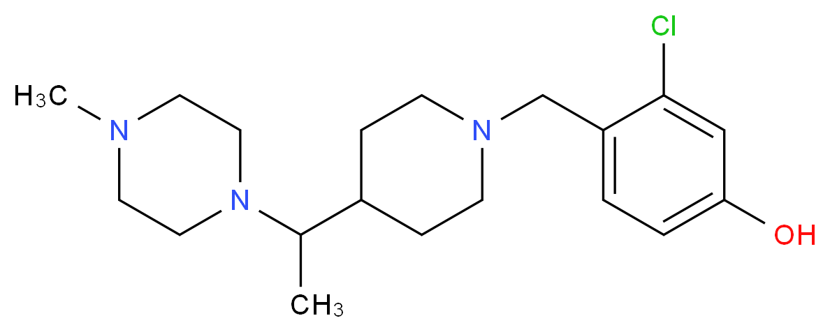 3-chloro-4-({4-[1-(4-methyl-1-piperazinyl)ethyl]-1-piperidinyl}methyl)phenol_分子结构_CAS_)