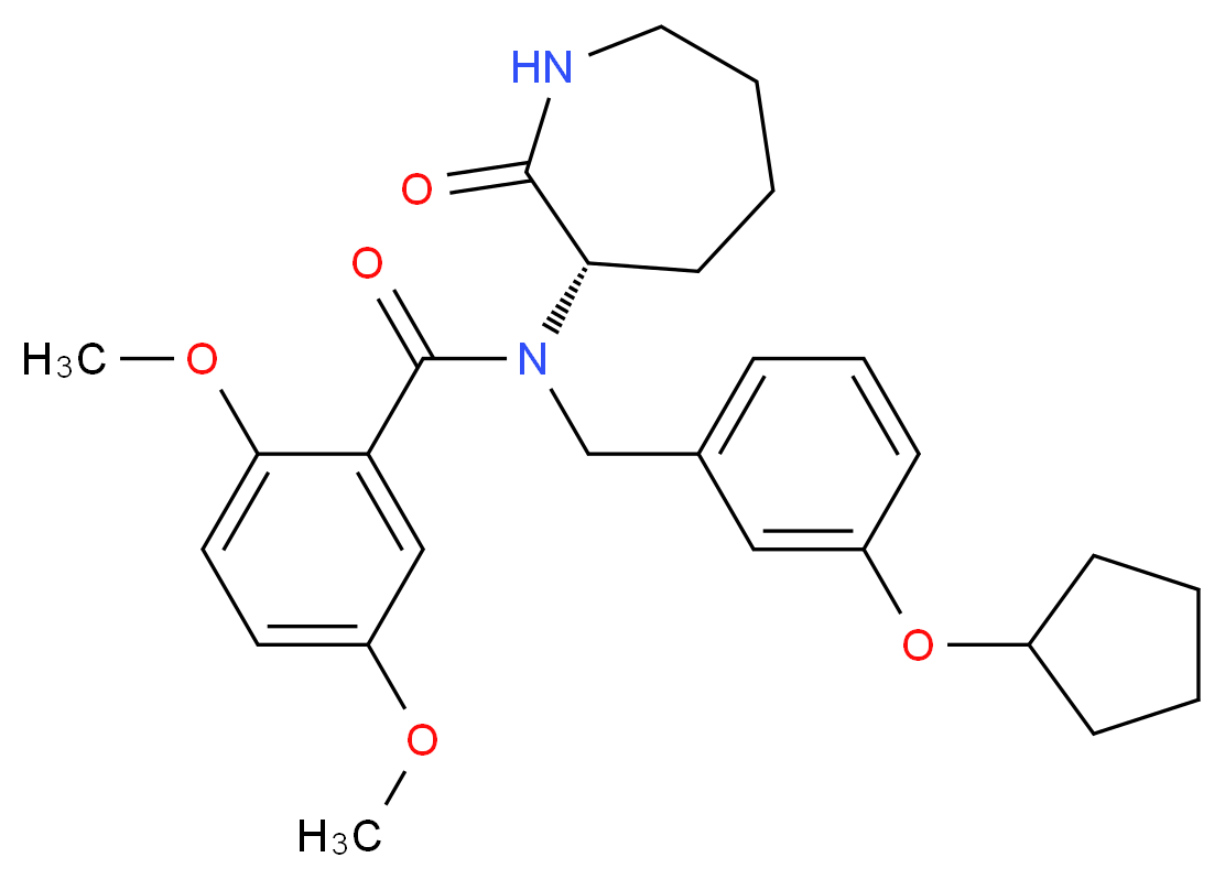 N-[3-(cyclopentyloxy)benzyl]-2,5-dimethoxy-N-[(3S)-2-oxo-3-azepanyl]benzamide_分子结构_CAS_)