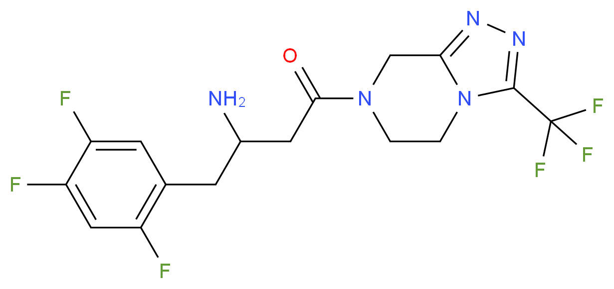 3-amino-1-[3-(trifluoromethyl)-5H,6H,7H,8H-[1,2,4]triazolo[4,3-a]pyrazin-7-yl]-4-(2,4,5-trifluorophenyl)butan-1-one_分子结构_CAS_823817-56-7