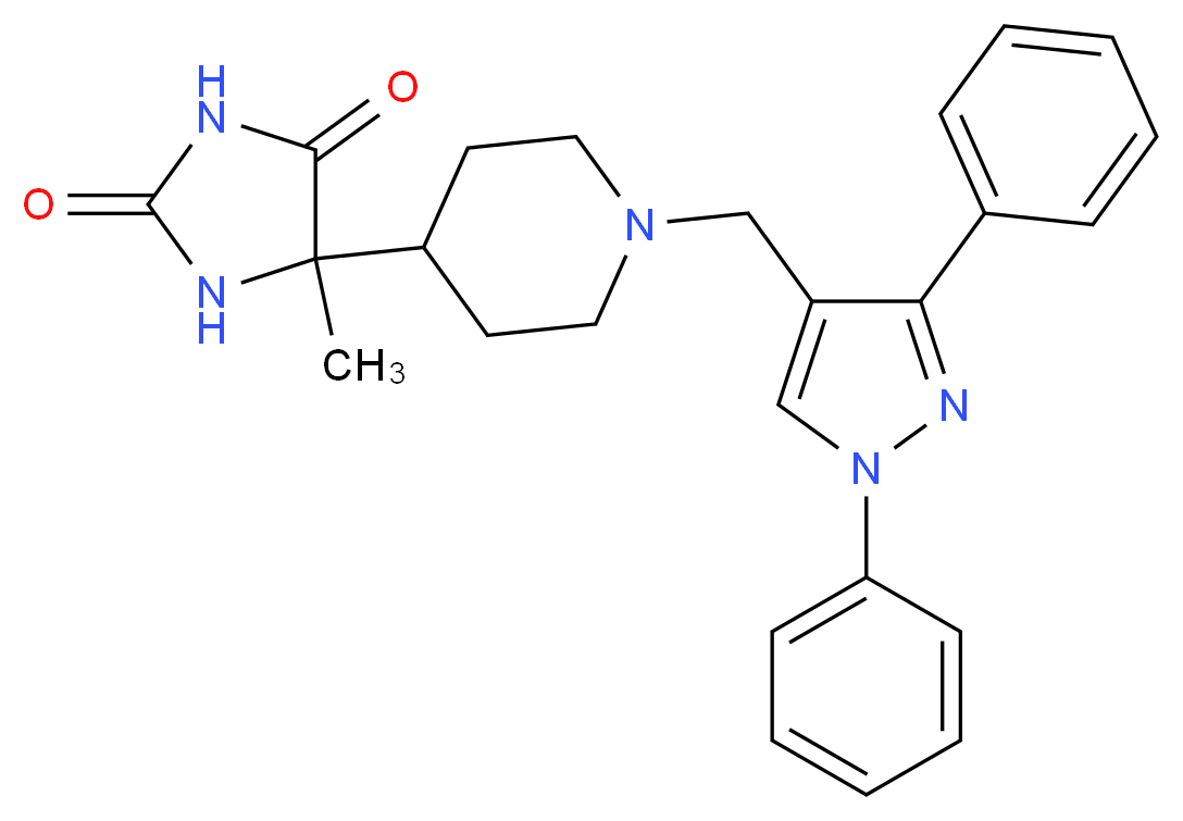 5-{1-[(1,3-diphenyl-1H-pyrazol-4-yl)methyl]-4-piperidinyl}-5-methyl-2,4-imidazolidinedione_分子结构_CAS_)