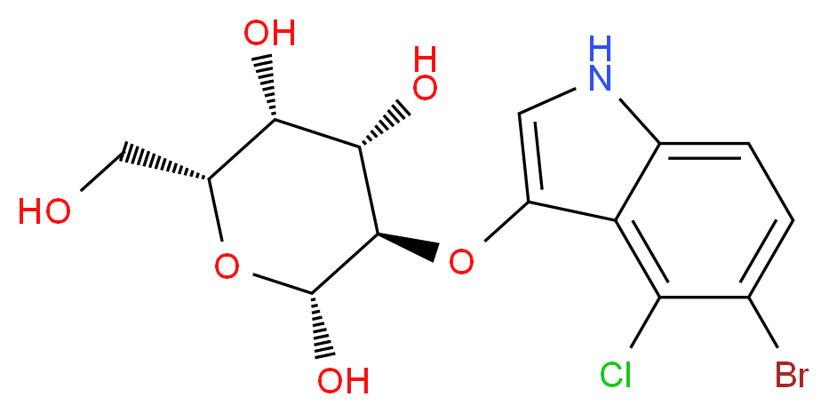 (2R,3R,4S,5R,6R)-3-[(5-bromo-4-chloro-1H-indol-3-yl)oxy]-6-(hydroxymethyl)oxane-2,4,5-triol_分子结构_CAS_7240-90-6