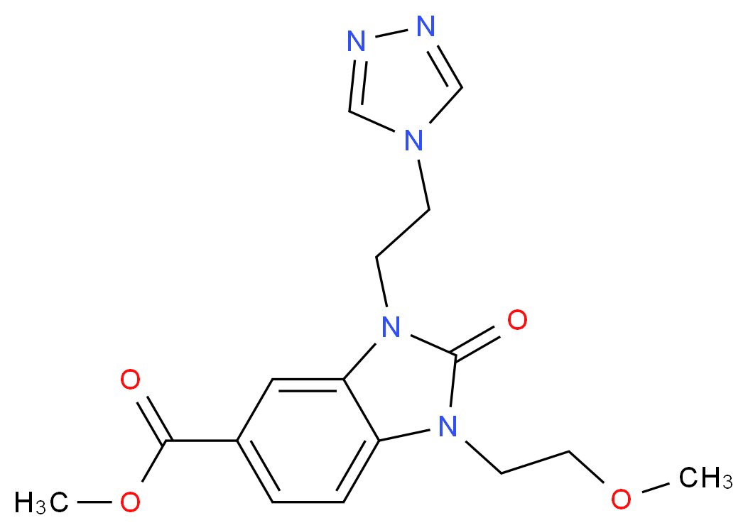 methyl 1-(2-methoxyethyl)-2-oxo-3-[2-(4H-1,2,4-triazol-4-yl)ethyl]-2,3-dihydro-1H-benzimidazole-5-carboxylate_分子结构_CAS_)