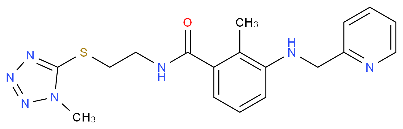 2-methyl-N-{2-[(1-methyl-1H-tetrazol-5-yl)thio]ethyl}-3-[(pyridin-2-ylmethyl)amino]benzamide_分子结构_CAS_)