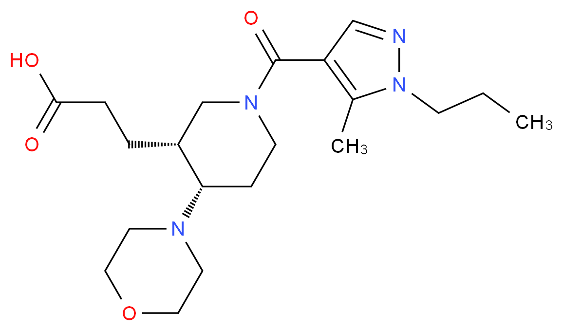 3-{(3R*,4S*)-1-[(5-methyl-1-propyl-1H-pyrazol-4-yl)carbonyl]-4-morpholin-4-ylpiperidin-3-yl}propanoic acid_分子结构_CAS_)