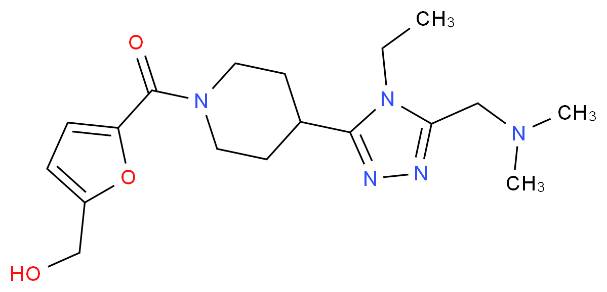 {5-[(4-{5-[(dimethylamino)methyl]-4-ethyl-4H-1,2,4-triazol-3-yl}piperidin-1-yl)carbonyl]-2-furyl}methanol_分子结构_CAS_)