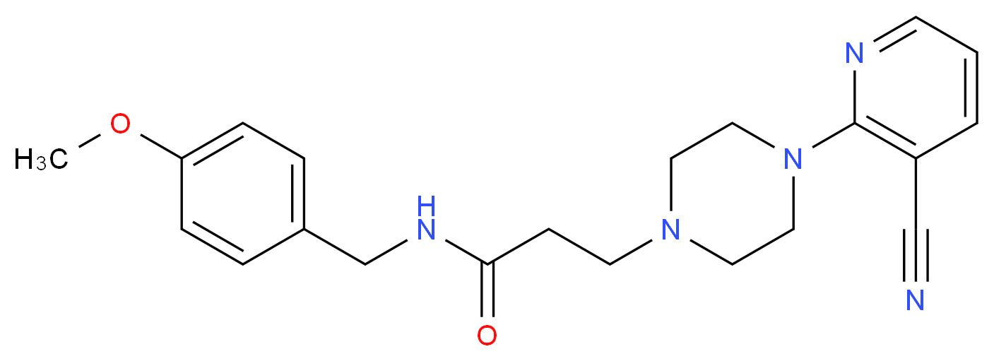 3-[4-(3-cyanopyridin-2-yl)piperazin-1-yl]-N-(4-methoxybenzyl)propanamide_分子结构_CAS_)