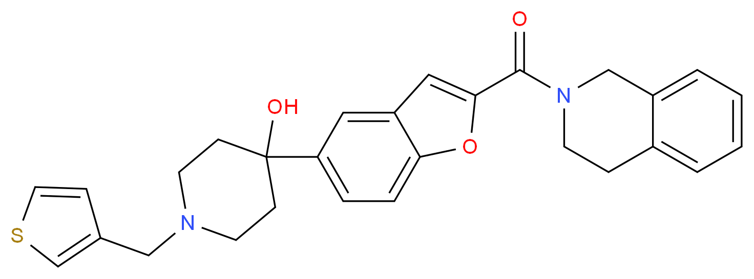 4-[2-(3,4-dihydro-2(1H)-isoquinolinylcarbonyl)-1-benzofuran-5-yl]-1-(3-thienylmethyl)-4-piperidinol_分子结构_CAS_)