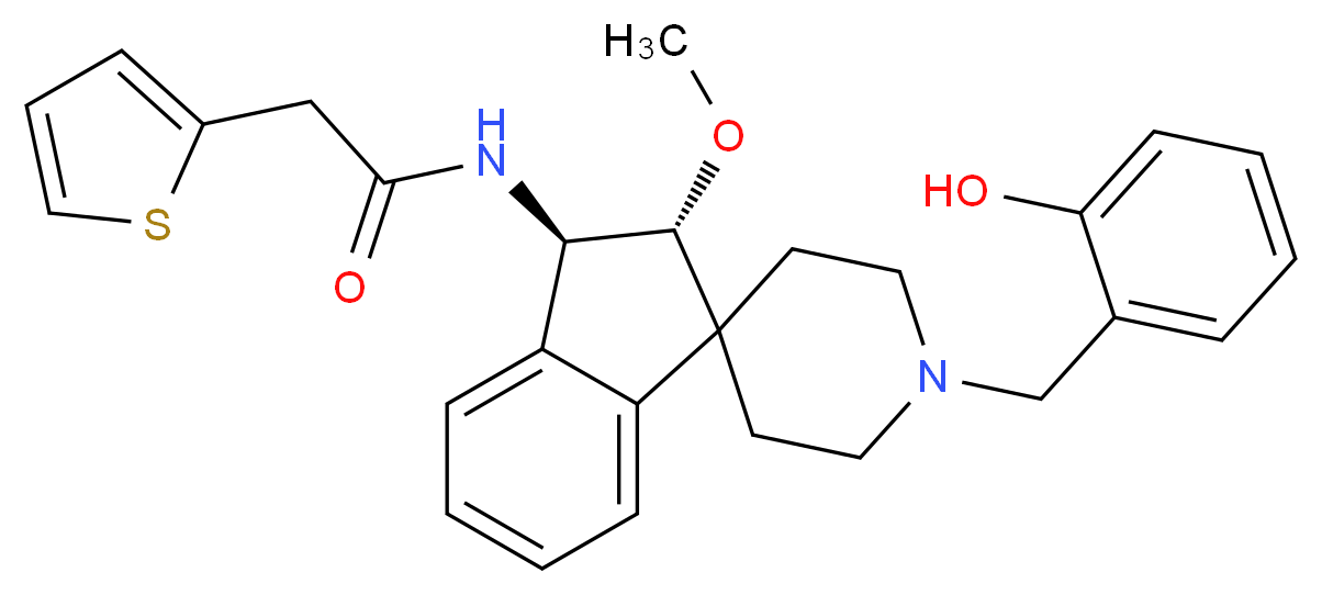N-[(2R*,3R*)-1'-(2-hydroxybenzyl)-2-methoxy-2,3-dihydrospiro[indene-1,4'-piperidin]-3-yl]-2-(2-thienyl)acetamide_分子结构_CAS_)