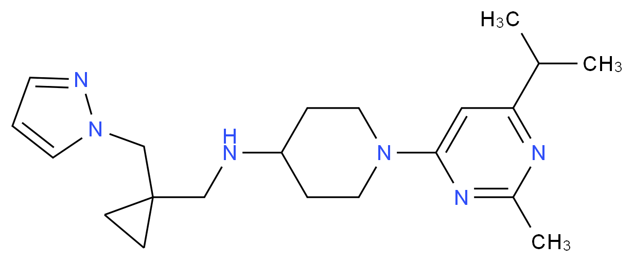 1-(6-isopropyl-2-methylpyrimidin-4-yl)-N-{[1-(1H-pyrazol-1-ylmethyl)cyclopropyl]methyl}piperidin-4-amine_分子结构_CAS_)