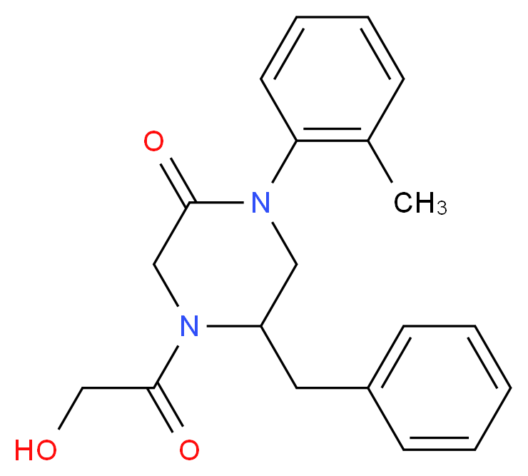 5-benzyl-4-glycoloyl-1-(2-methylphenyl)-2-piperazinone_分子结构_CAS_)