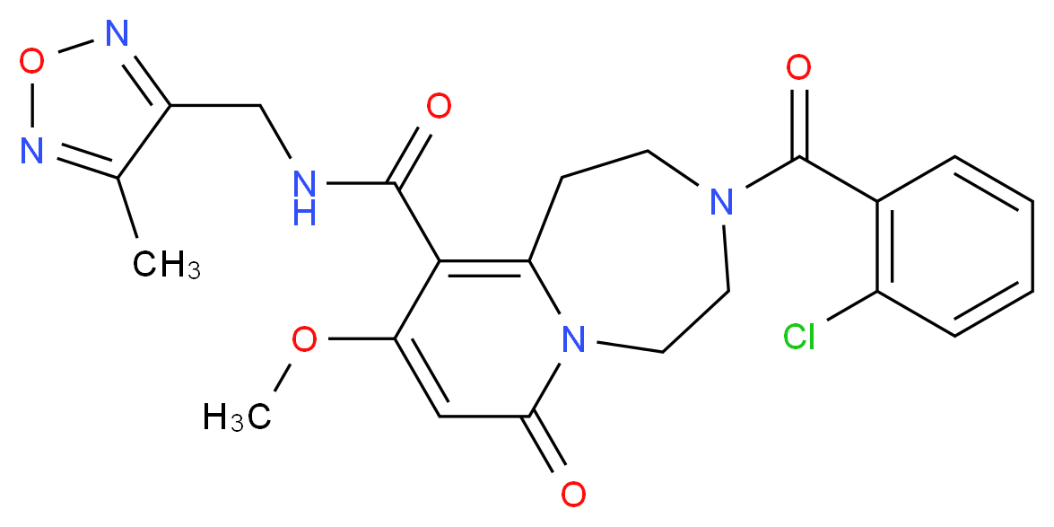 3-(2-chlorobenzoyl)-9-methoxy-N-[(4-methyl-1,2,5-oxadiazol-3-yl)methyl]-7-oxo-1,2,3,4,5,7-hexahydropyrido[1,2-d][1,4]diazepine-10-carboxamide_分子结构_CAS_)