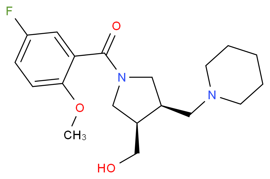 [(3R*,4R*)-1-(5-fluoro-2-methoxybenzoyl)-4-(1-piperidinylmethyl)-3-pyrrolidinyl]methanol_分子结构_CAS_)