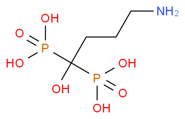 (4-amino-1-hydroxy-1-phosphonobutyl)phosphonic acid_分子结构_CAS_121268-17-5