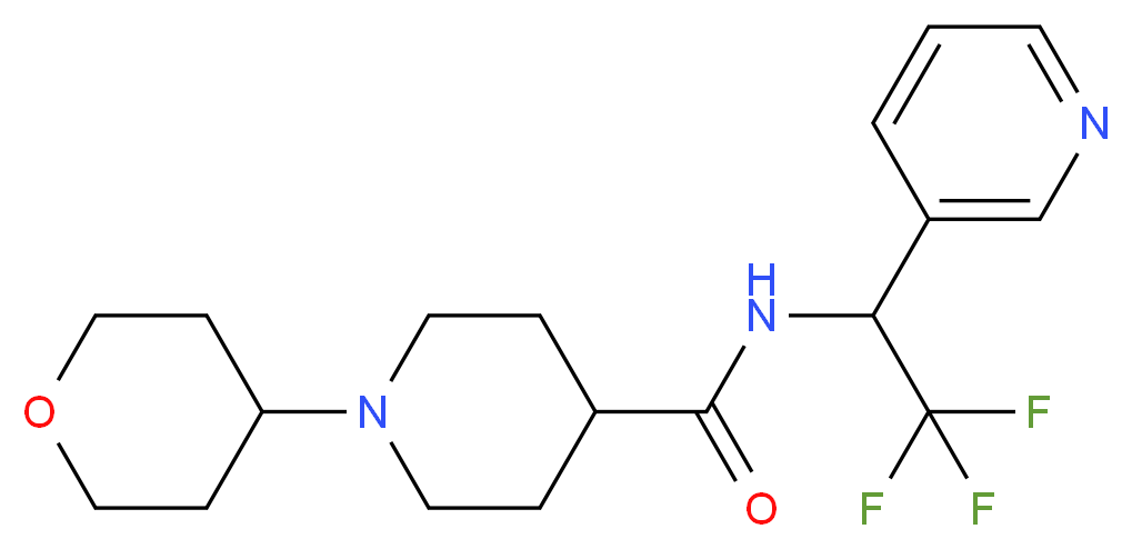 1-(tetrahydro-2H-pyran-4-yl)-N-(2,2,2-trifluoro-1-pyridin-3-ylethyl)piperidine-4-carboxamide_分子结构_CAS_)